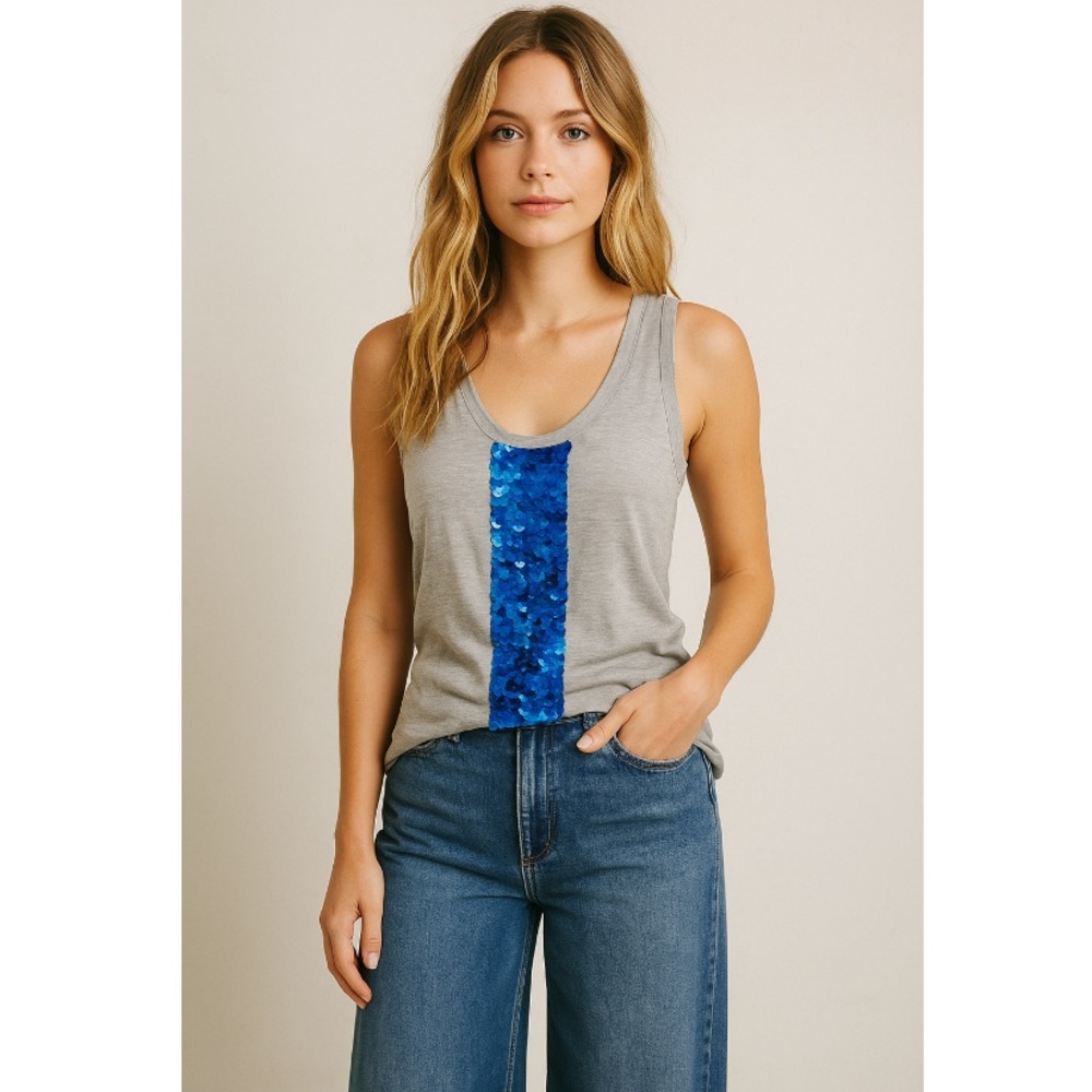 VERA WANG Lavender label, sequin skies tank top